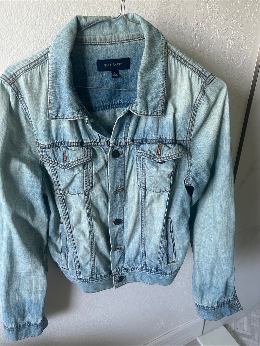 Talbots Light Wash Denim Jean Jacket - Pale Blue